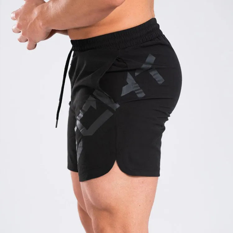 Men's black quick-dry nylon running shorts with mid-length cut for summer training