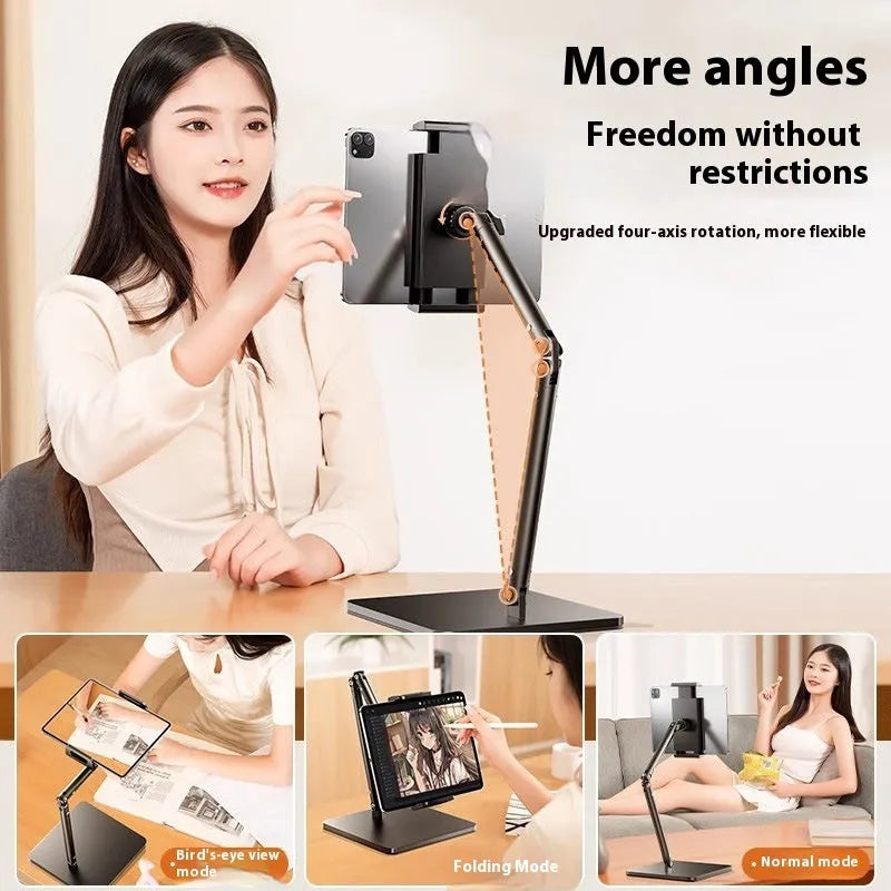Alloy desktop bracket holding phone with remote control for live streaming