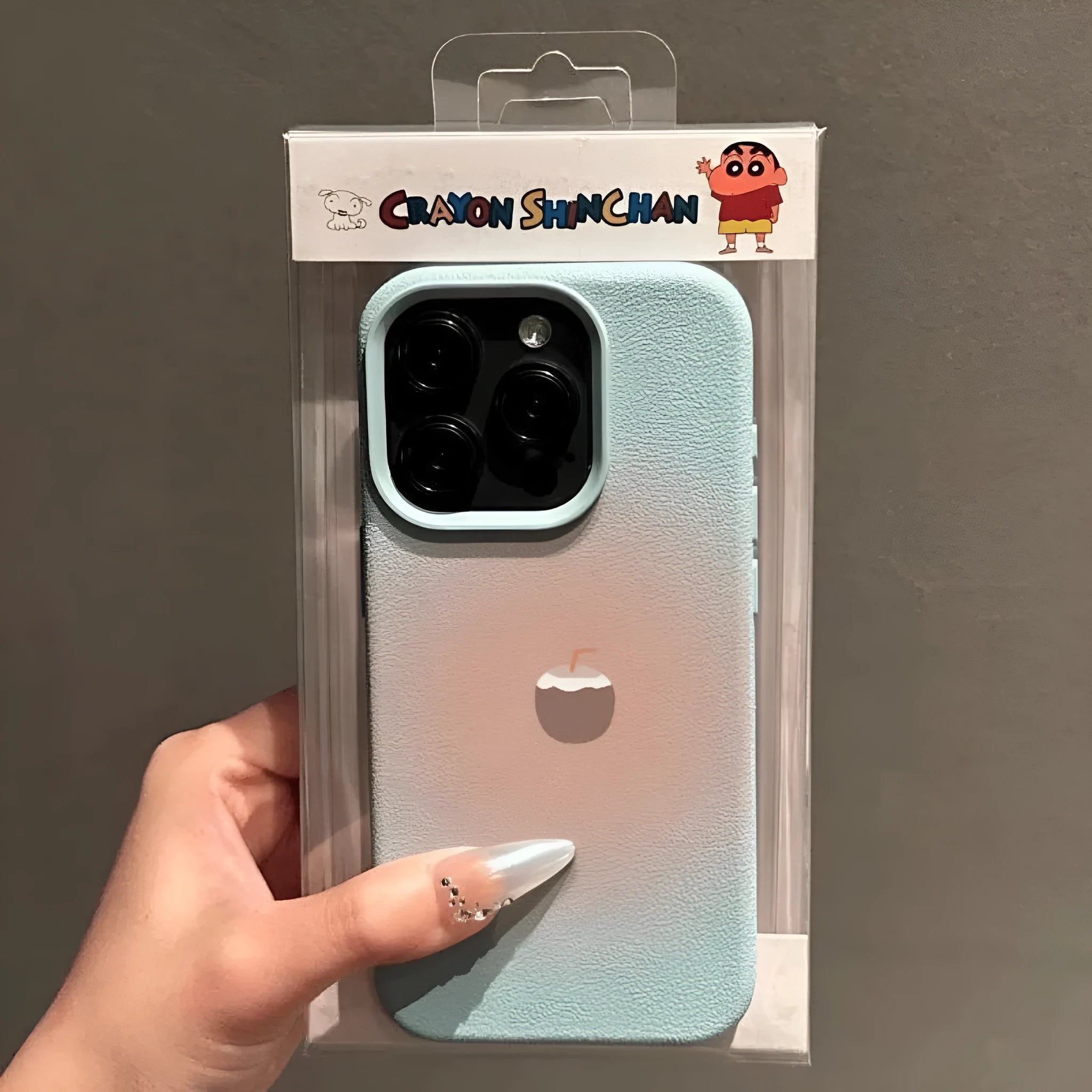 TPU protective phone case for Apple iPhone with lychee pattern in white and brown, drop protection