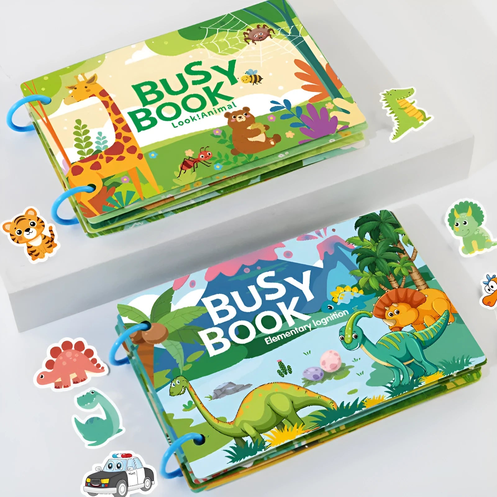 Paper educational toy set for children aged 3-6 years showing animal version with colourful illustrations