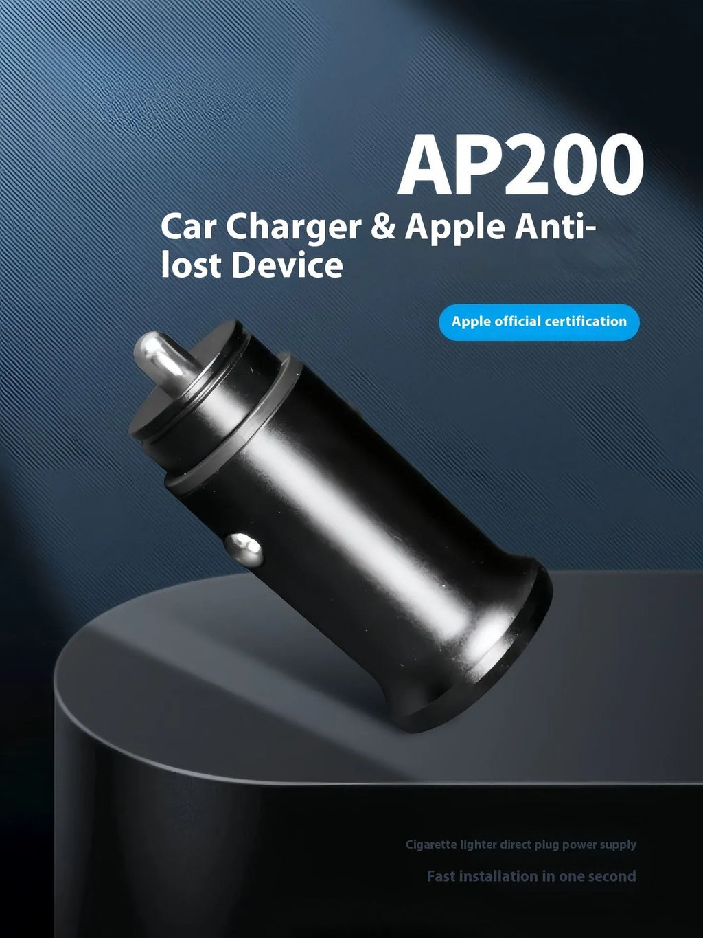 Black ABS plastic GPS car locator tracker with a 12V plug for vehicle charging ports.