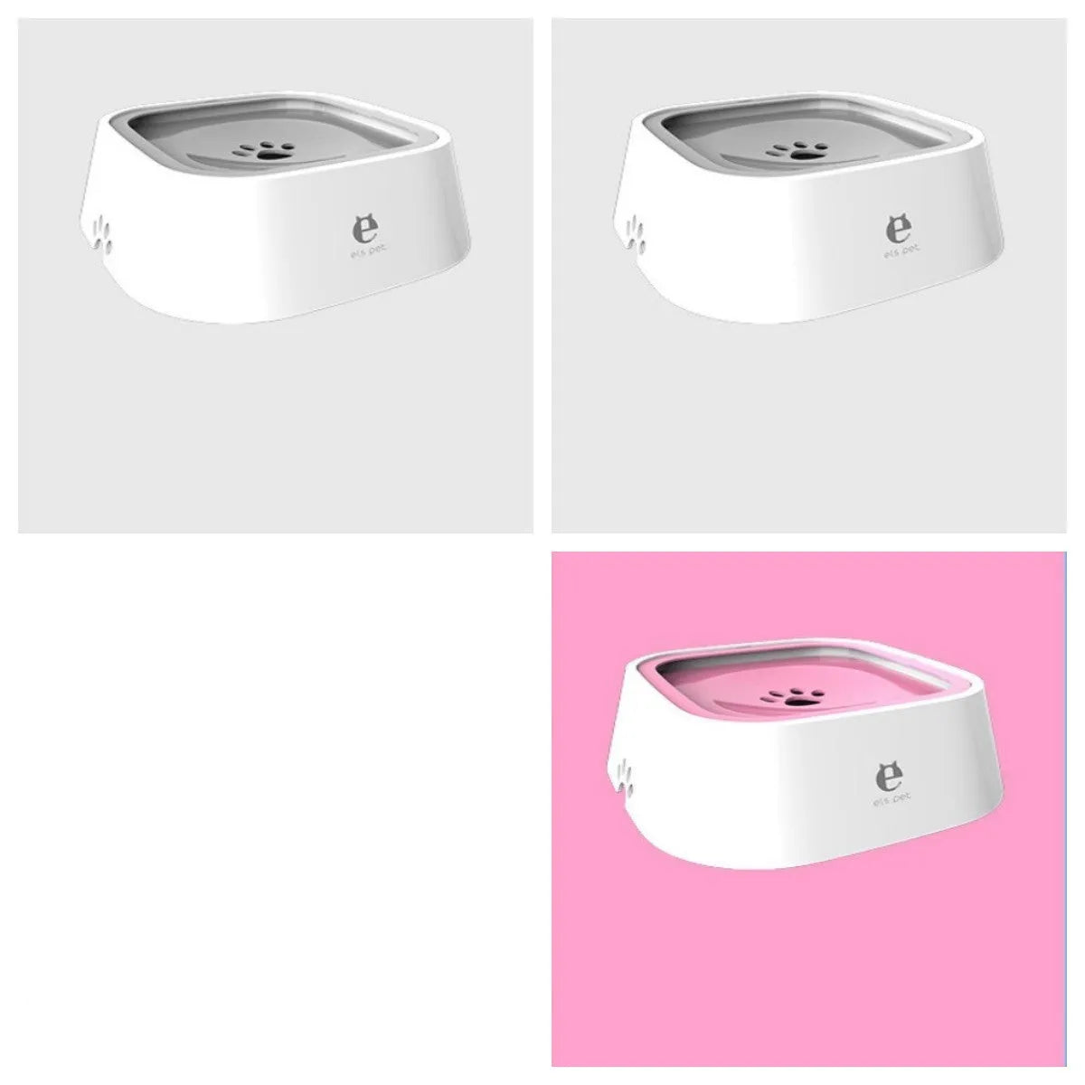 1.5L grey pet water bowl with floating plate, ABS and PP construction, anti-overflow design