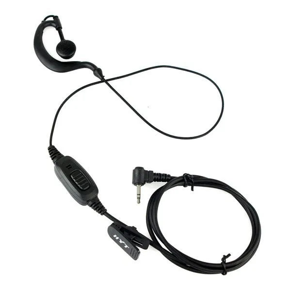 Black single plug headset with 2.5mm audio connector for HYT and Motorola two-way radios
