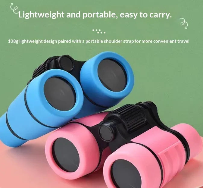 Kids toy telescope 4X30 HD portable binoculars with flat leather body in blue