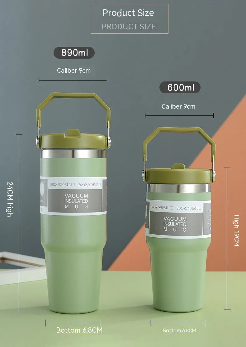 30oz stainless steel insulated travel tumbler with handle cover in multiple colour options