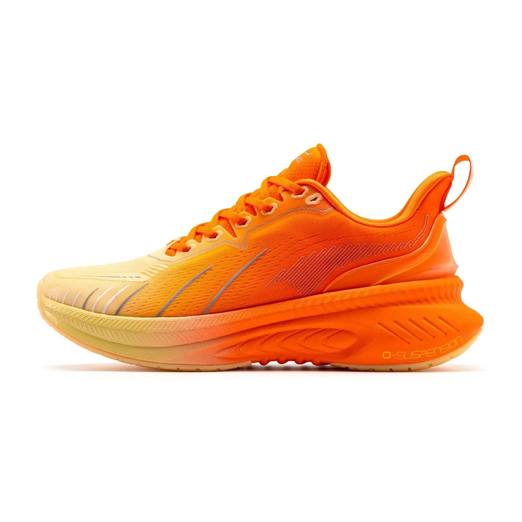 Low-top running sneakers in multiple colours with a striped pattern, PU mesh upper, and rubber sole.