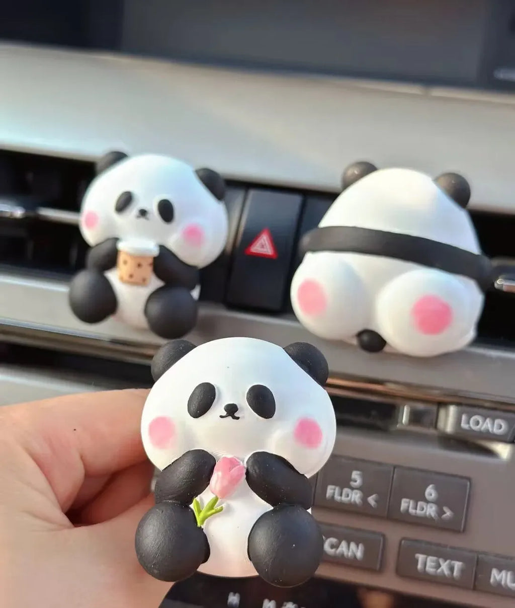 Cute panda car air freshener decoration on vehicle vent with three design options