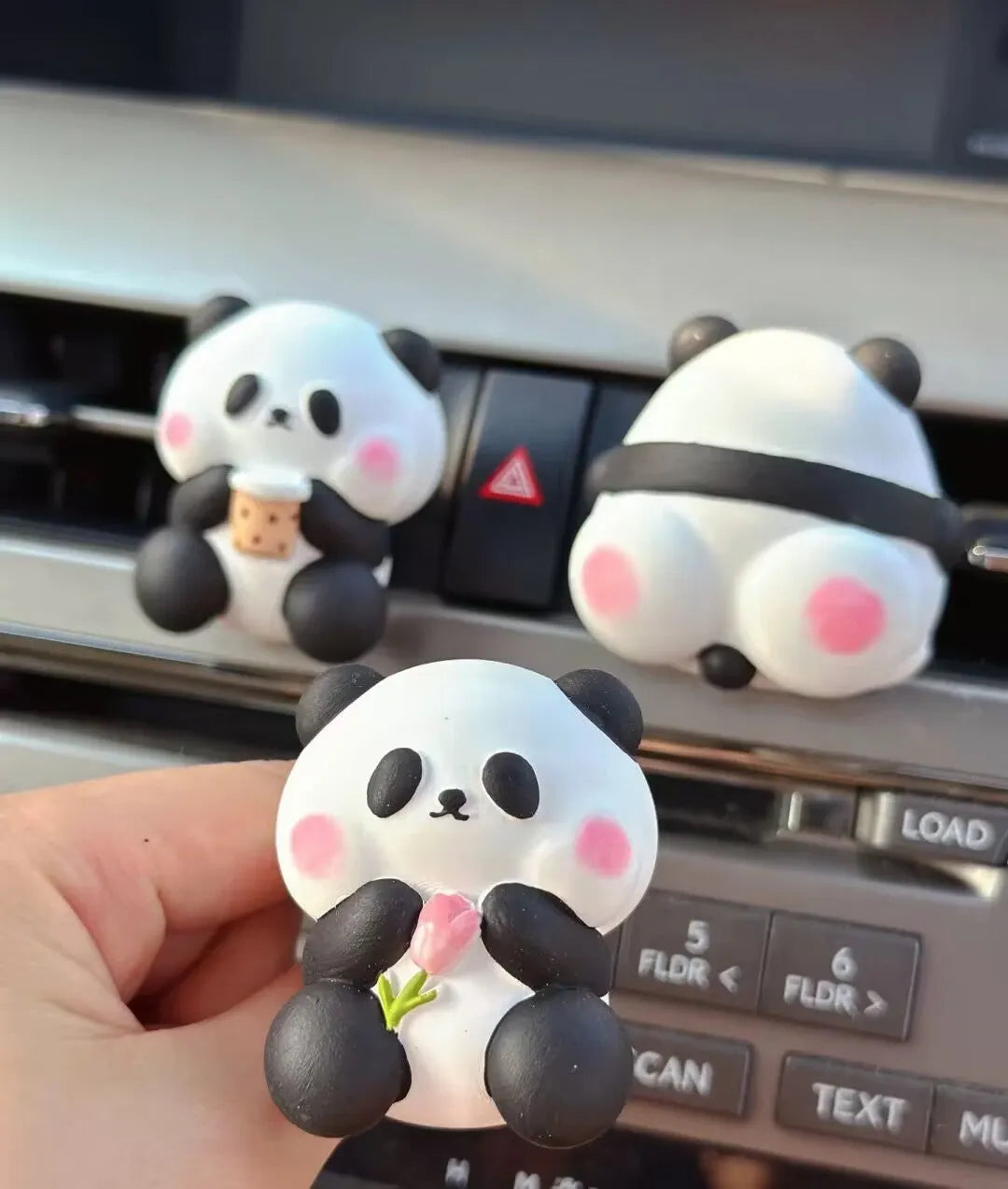 Cute panda car air freshener decoration on vehicle vent with three design options
