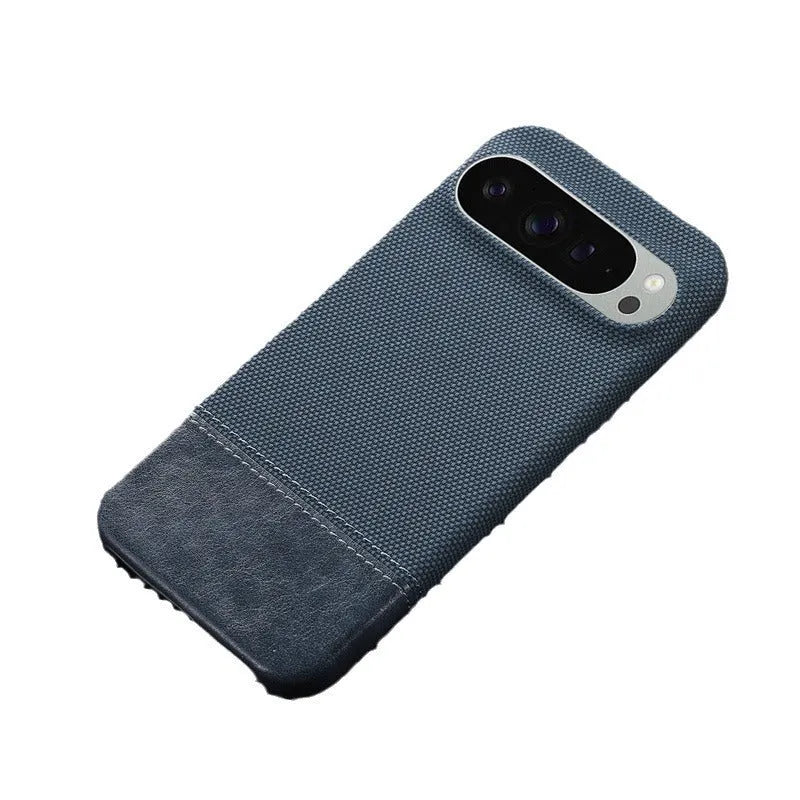 Anti-fall stitching lambskin leather phone case for Google Pixel in plaid pattern