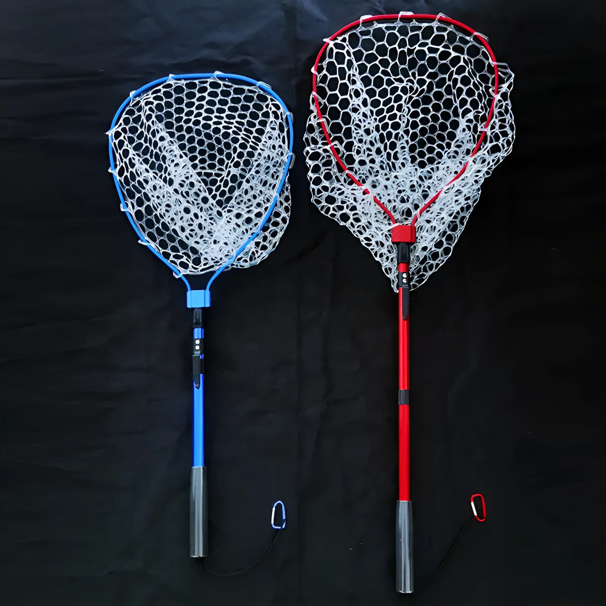 Lure Double Folding Dip Net aluminium alloy frame silicone net bag blue frame 50cm deep