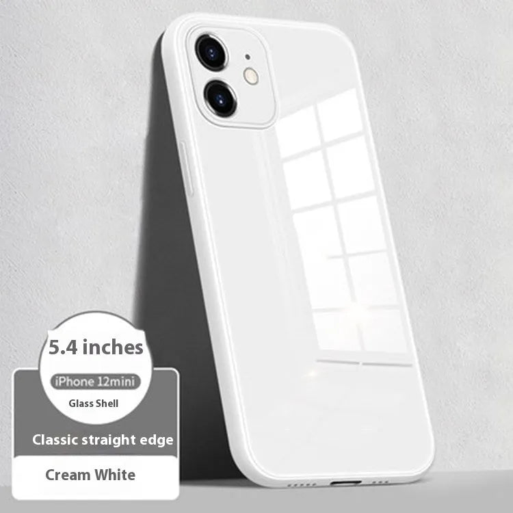 Liquid silicone glass phone case with embossed back cover in black for iPhone