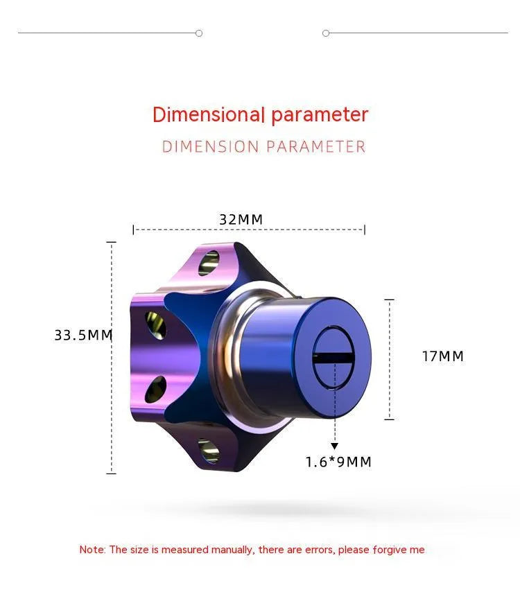 Motorcycle key head cover accessory in T6 aluminium with hexagonal, five-pointed star, and plum blossom design options