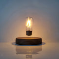 Magnetic levitation bulb night light with floating illumination and solid wood colour finish