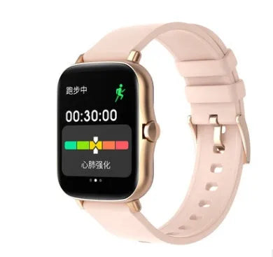 Smart watch with 1.7-inch colour touch screen showing fitness metrics and Bluetooth call interface