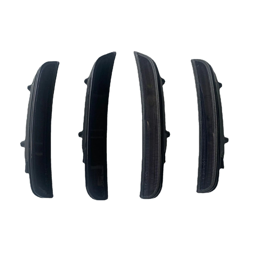 Dodge Challenger Charger 2015-2020 replacement turn signal light set in ABS plastic, showing yellow front and red rear units.