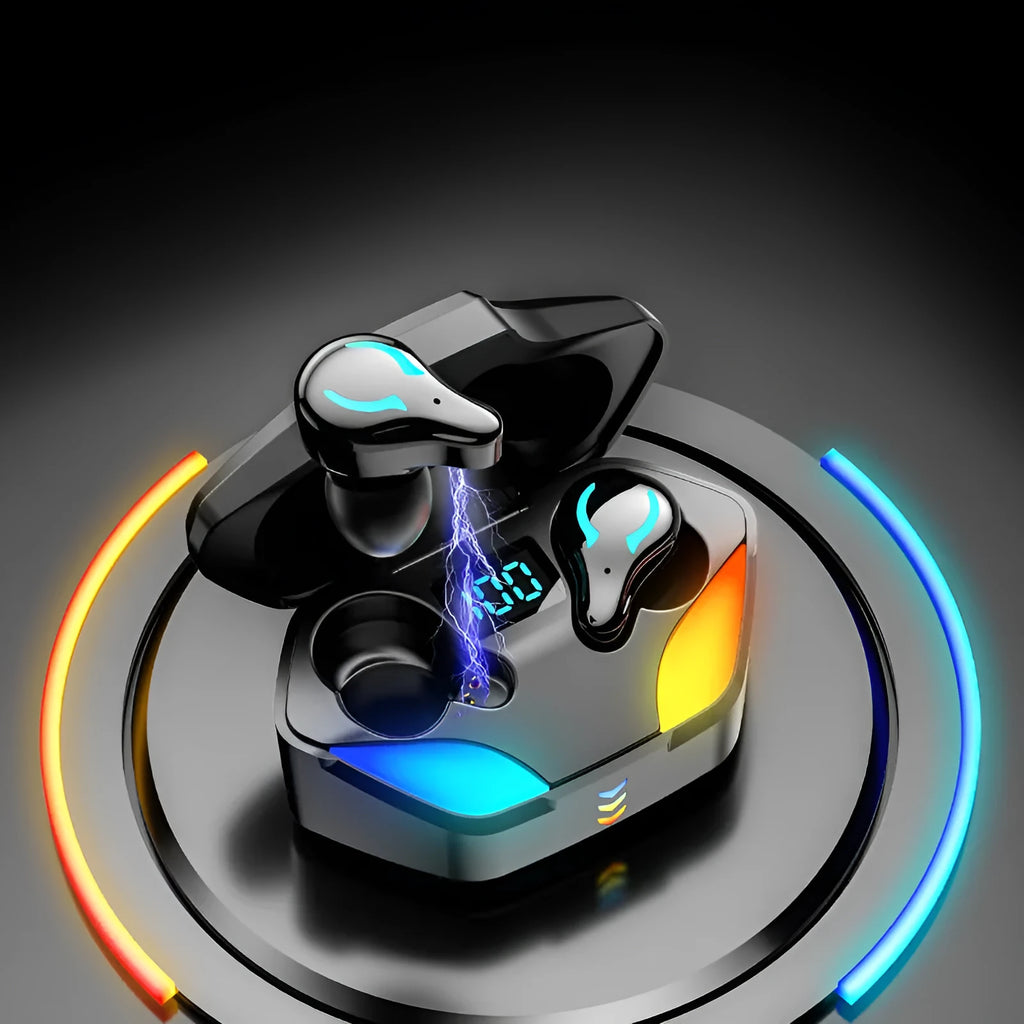 Black in-ear Bluetooth gaming headset with no delay for mobile e-sports on smartphone