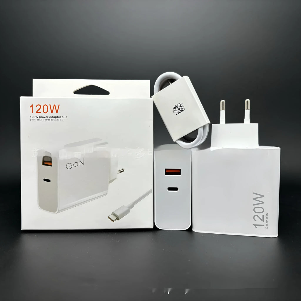 Blue gallium nitride charger with USB interface and European standard plug, fireproof material, 67W or 120W
