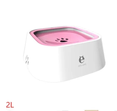 1.5L grey pet water bowl with floating plate, ABS and PP construction, anti-overflow design