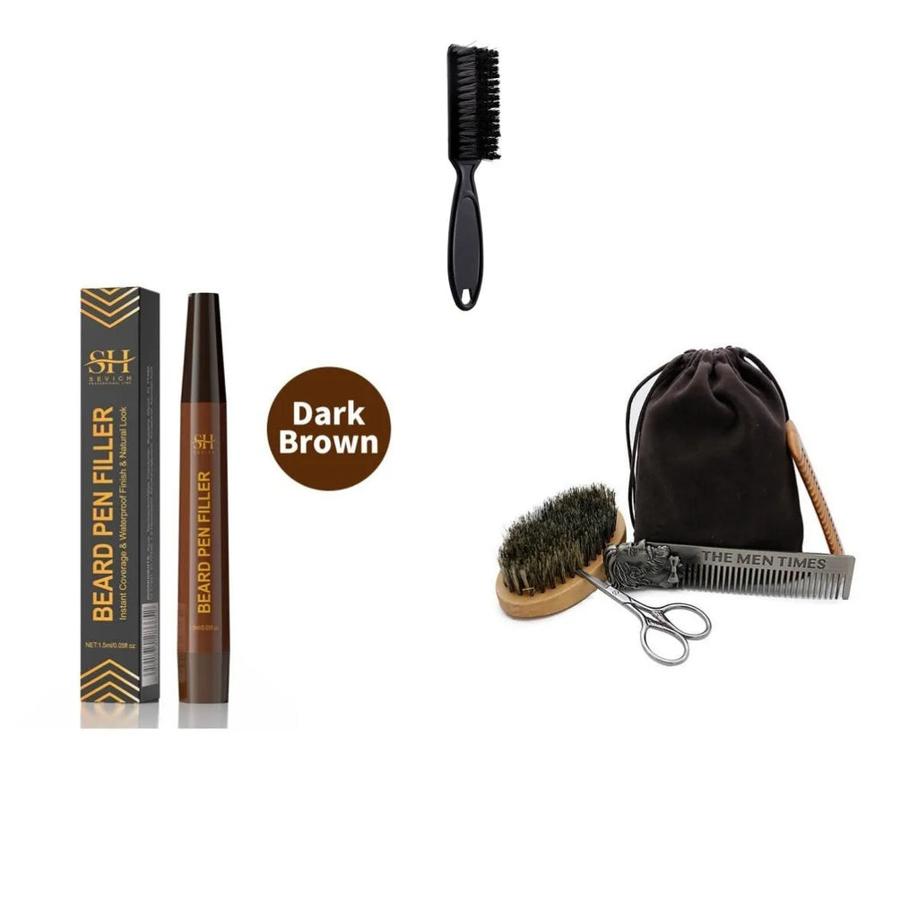 Men's eyebrow pencil for beard and hairline filling in black and dark brown sweatproof waterproof shades