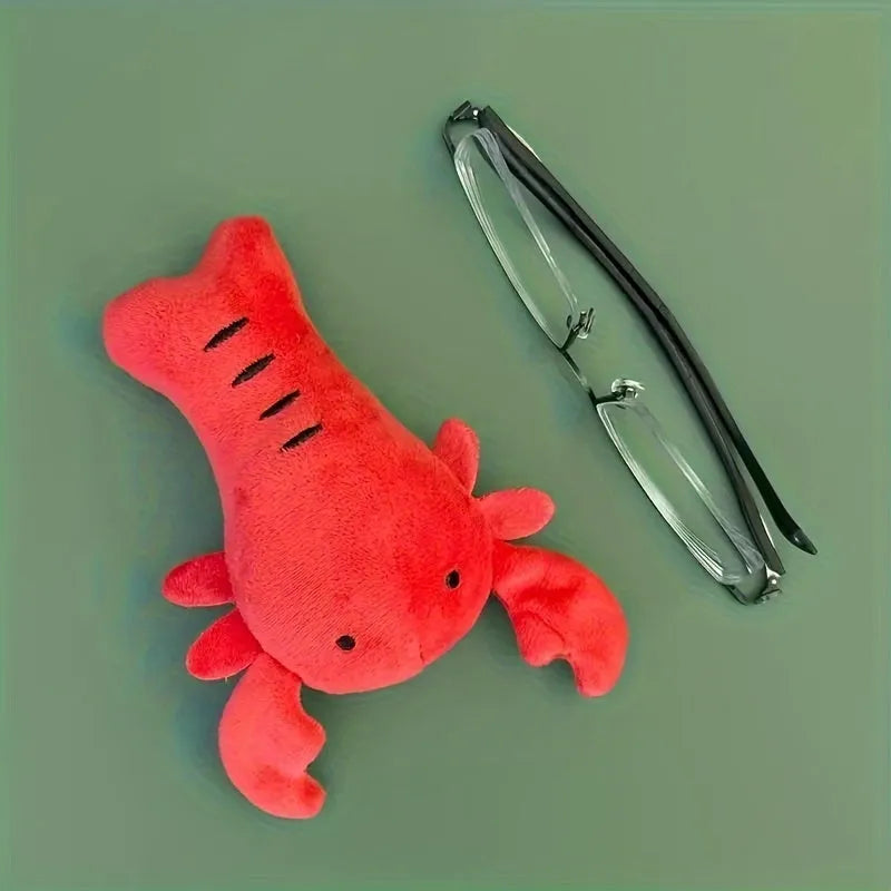 Red lobster squeaky stuffed dog toy for small breeds, 12.5 cm long