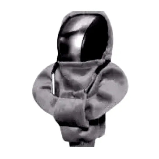 Cloth car gear shift knob hoodie cover in multiple colour options next to a gear lever.