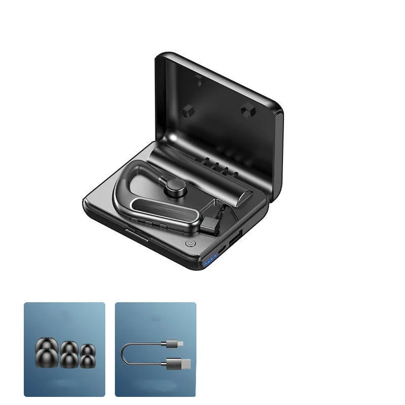 Neckband Bluetooth earphones with multiple ear tips in black, white and blue colours