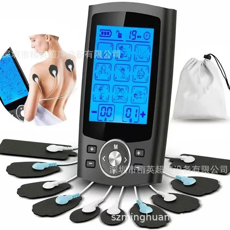 Charging Pulse USB rechargeable TENS EMS muscle stimulator with remote control in silver
