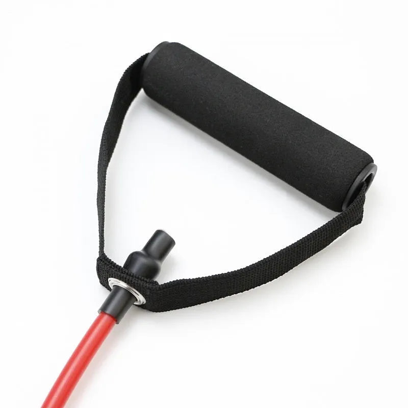 Adjustable chest expander with TPE resistance bands in five colour-coded tension levels for strength training