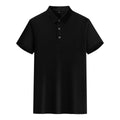 Short-sleeved V-neck lapel t-shirt in mulberry silk cotton blend for business wear, shown in multiple colours.