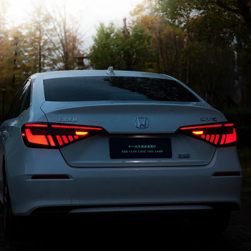 11th generation Honda Civic black and red LED aftermarket taillight assembly.