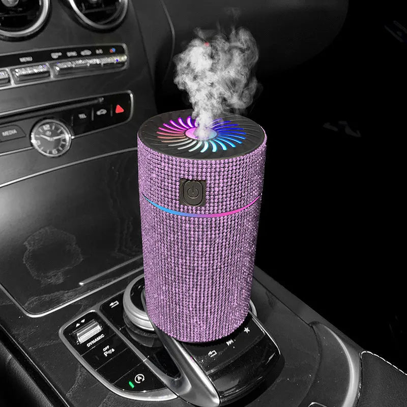 Car mounted USB air purifier humidifier in diamond finish colours