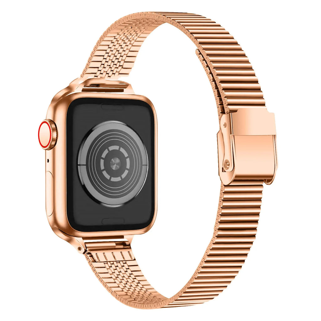 High-grade stainless steel watch strap with double buckle in silver for Apple Watch 38-40mm