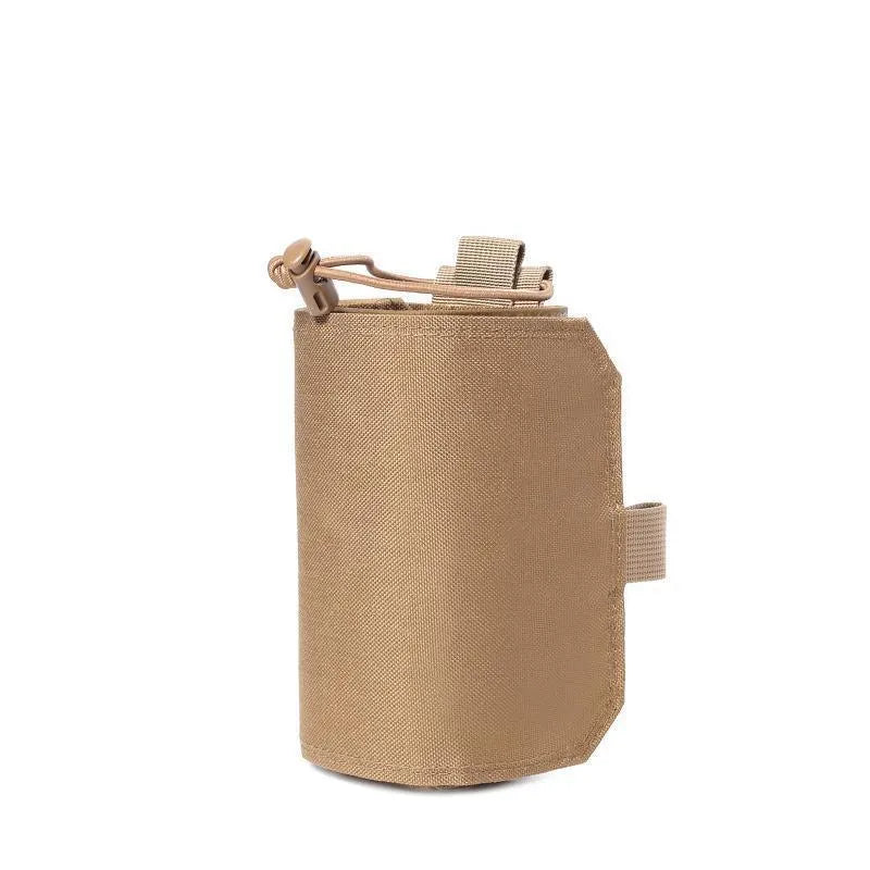 Adjustable heat-holding bottle cover made from Oxford cloth with PU lining, shown in khaki colour