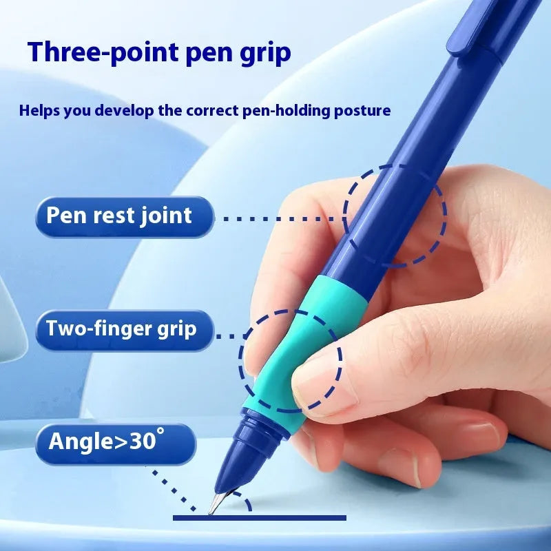 Boxed student posture correction pen in blue, green gradient, purple, or orange with ergonomic grip