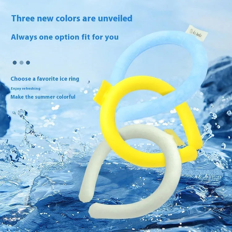 PVC cooling neck hanging ice ring for outdoor sports heatstroke prevention in blue colour
