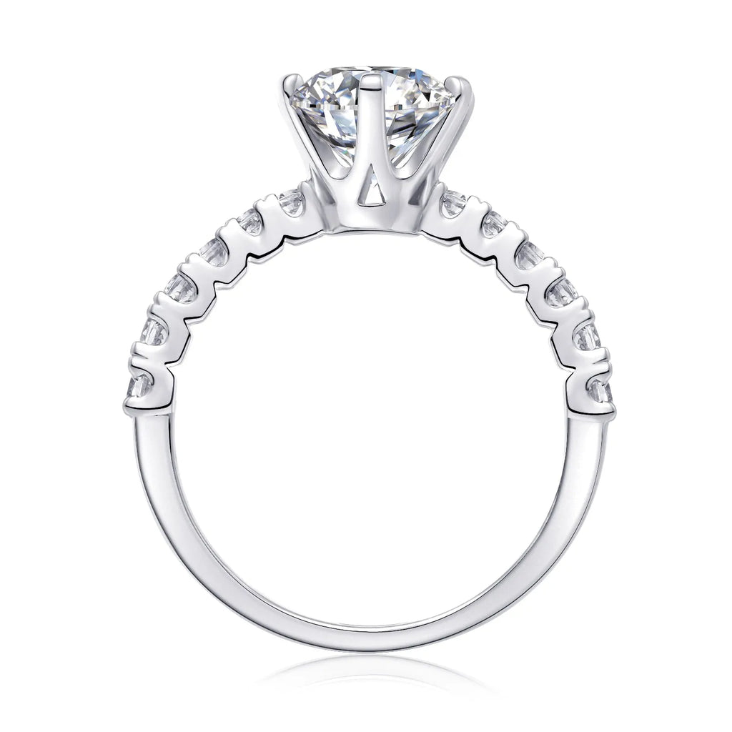 2 carat moissanite wedding ring set in S925 silver with platinum plating, GRA certificate and gift box, sizes 5 to 9