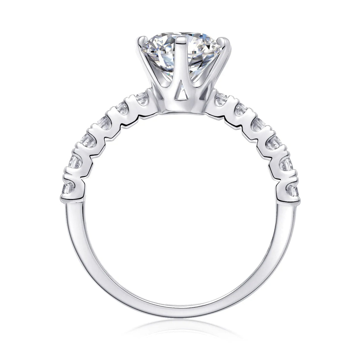 2 carat moissanite wedding ring set in S925 silver with platinum plating, GRA certificate and gift box, sizes 5 to 9