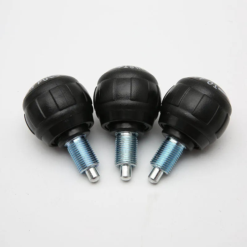 Spherical rotating pull pin spring for fitness equipment, Grade A, plastic and metal, black or red.