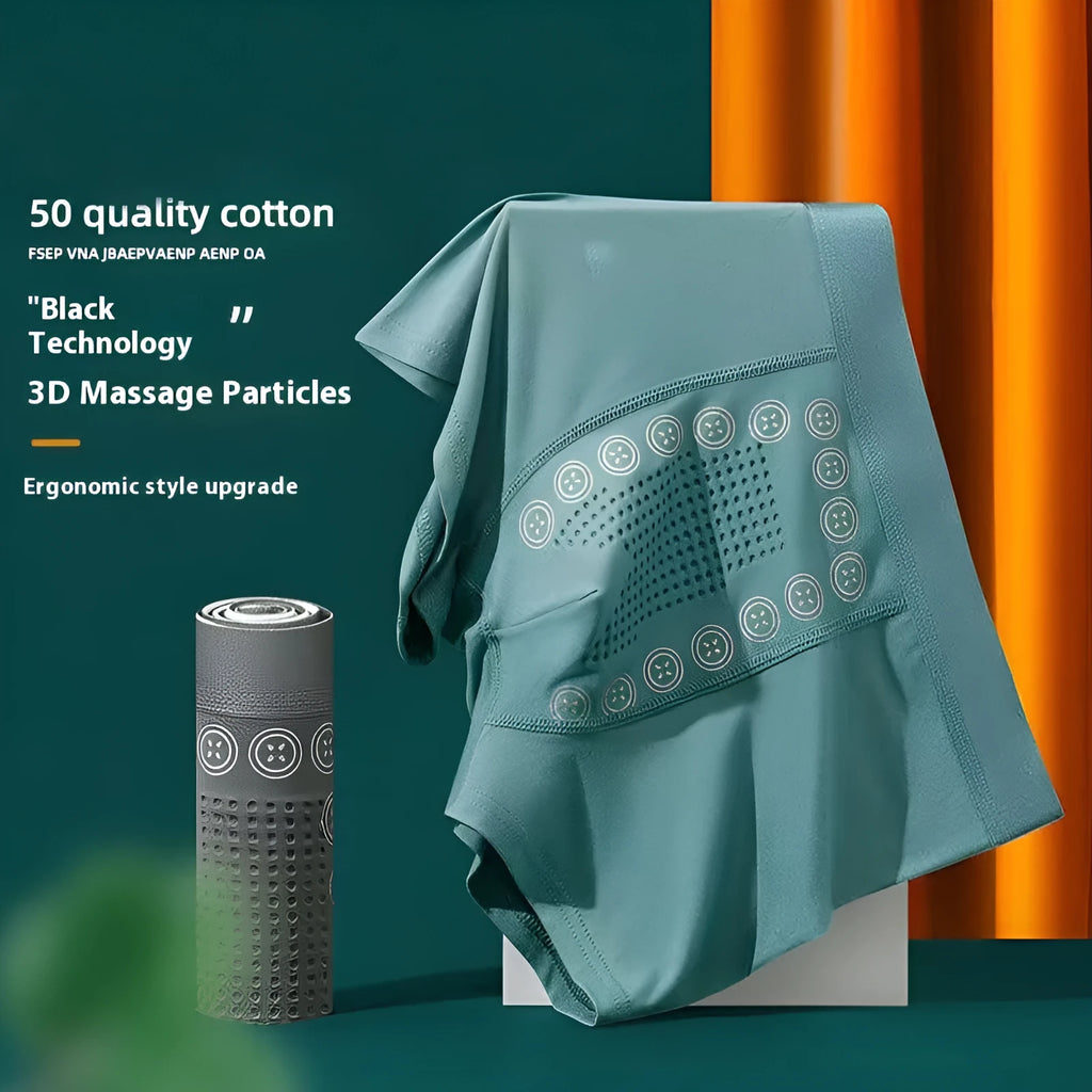 Men's breathable massage particles underwear in mid waist design with milk silk fabric