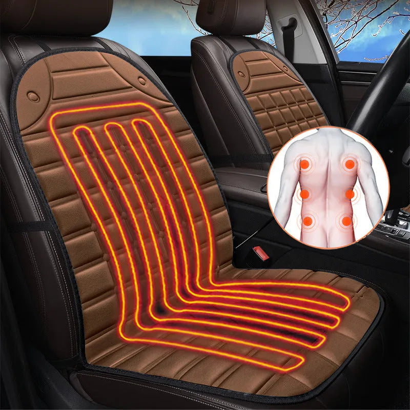 Heated seat cushion in checkered black with fibre material and cotton filling, USB option, for home office or car use