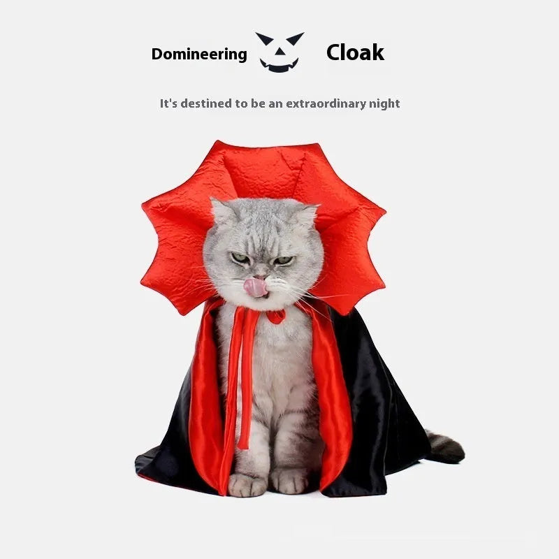 Black and red Halloween pet costume for cats and dogs with free-size polyester construction