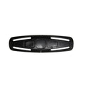 Black nylon seat belt buckle clip for child car seat 5-point harness, dimensions 14.5cm by 4cm