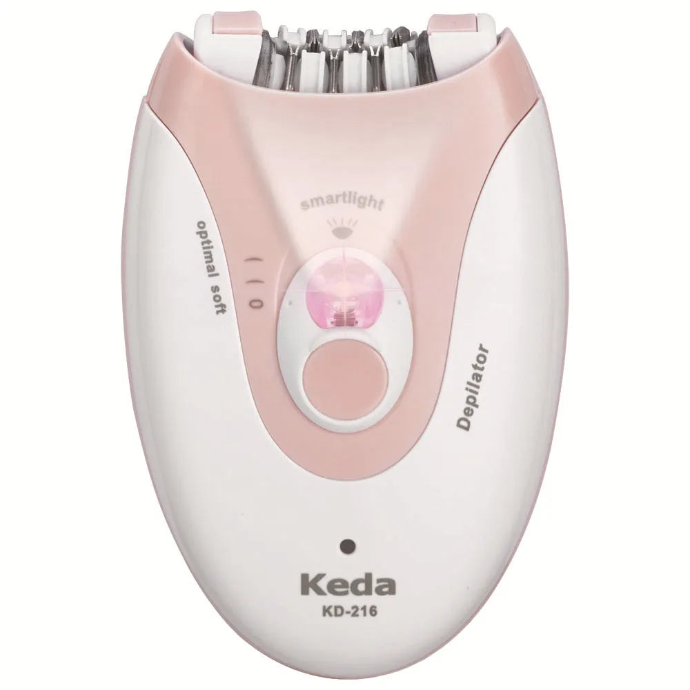 KEDA-216 coloured USB electric epilator for full body hair removal with brush cleaner