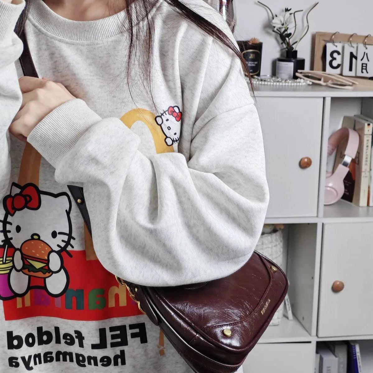 Wine red PU crescent underarm bag with chain detail, horizontal square shape, women's one-shoulder bag