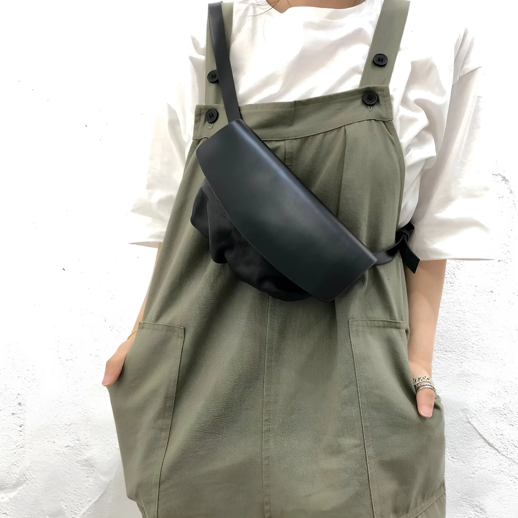 Black handmade genuine cowhide leather single-shoulder bag for women, width 14cm, length 21.5cm