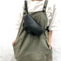 Black handmade genuine cowhide leather single-shoulder bag for women, width 14cm, length 21.5cm