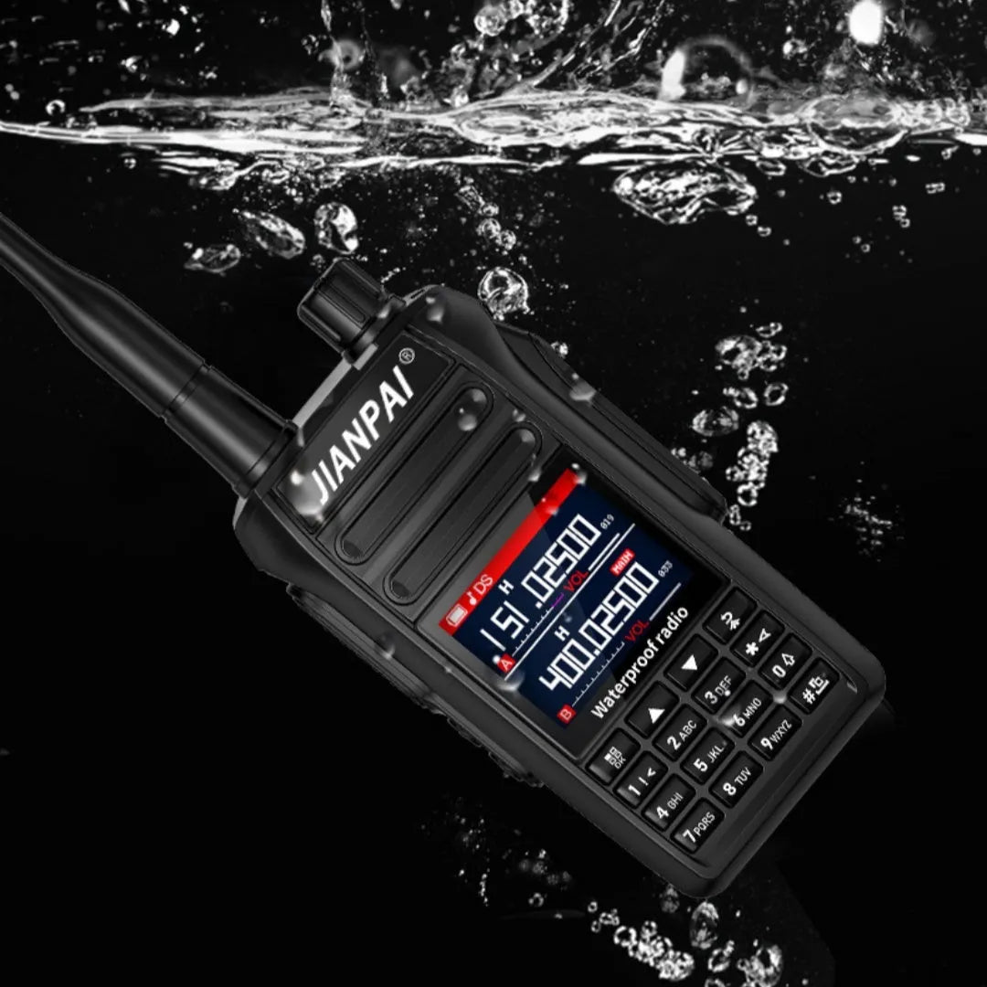 Black Interphone waterproof aviation full band motorcycle communication system with dustproof function