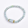 Myanmar jade bracelet with emerald green ice stone lucky beads in ethnic geometric design