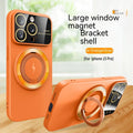 Large window magnetic bracket rotatable ring TPU phone case for iPhone 15 14 13 12 series in graphite black