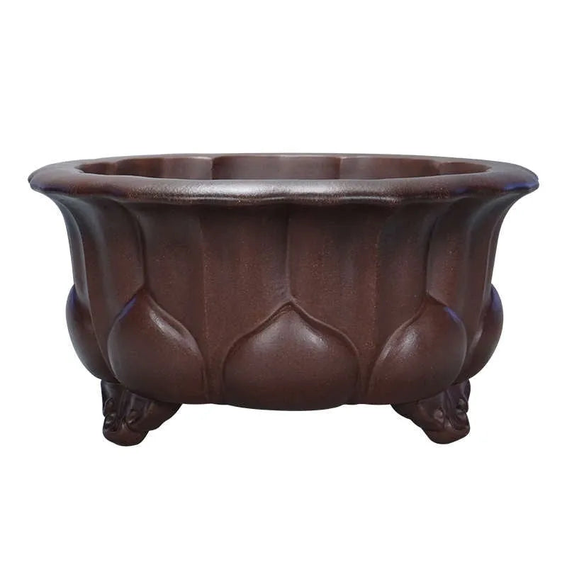 Antique-style purple clay succulent flower pot measuring 37cm square and 20cm tall.